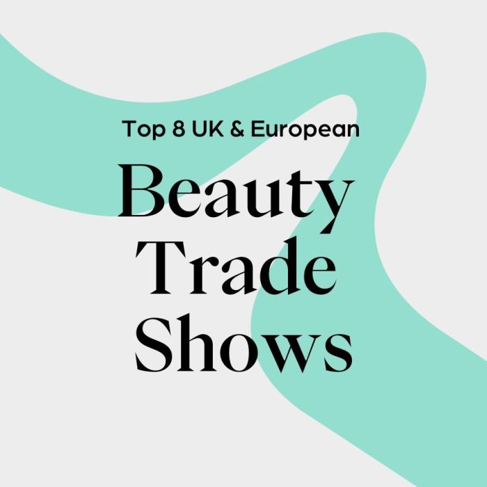 Text graphic that says Top 8 UK & European Beauty Trade Shows