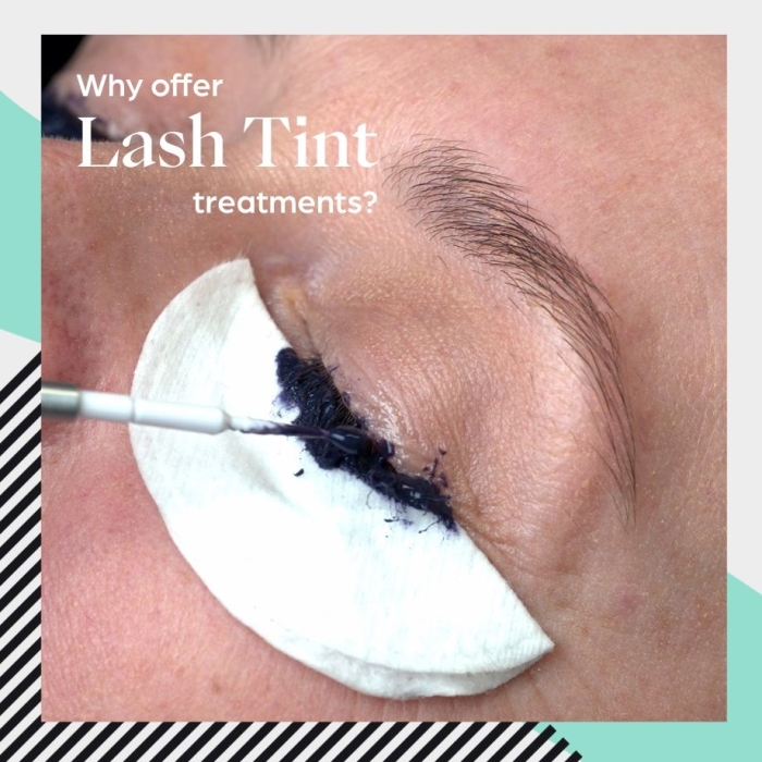 Close up during lash tint treatment