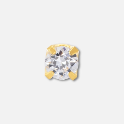 Inverness Ear Piercing Cassette Gold Plated 3mm Long Post Cubic Zirconia Nouveau Beauty