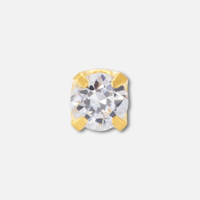 Inverness Ear Piercing Cassette Gold Plated 2mm Cubic Zirconia Nouveau Beauty