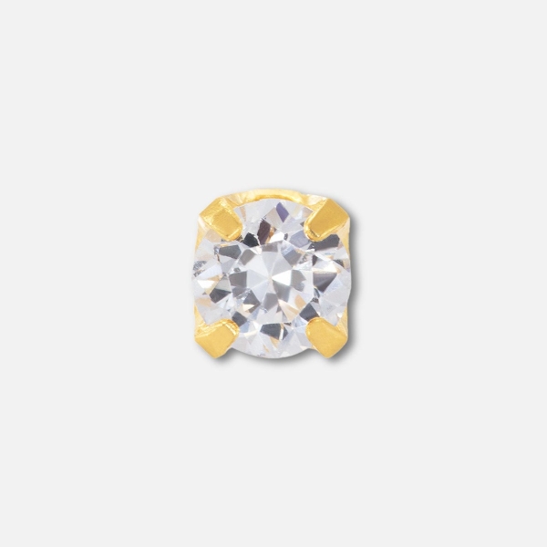 Inverness Ear Piercing Cassette Gold Plated 2mm Cubic Zirconia Nouveau Beauty