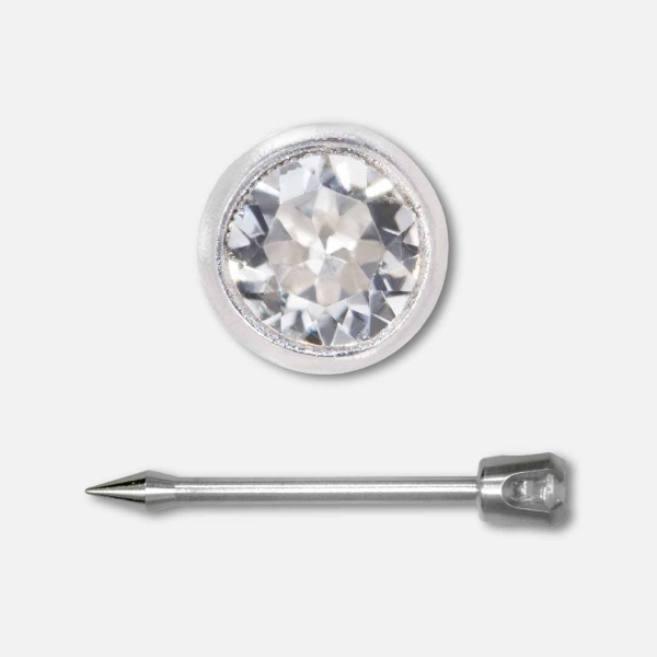 Inverness Nose Piercing Cassette Stainless Steel 2mm Long Post Cubic Zirconia Crystal Bezel Nouveau Beauty