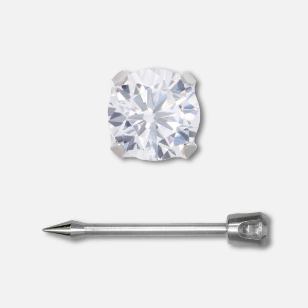 Inverness Nose Piercing Cassette Stainless Steel 2mm Long Post Cubic Zirconia Prong Setting Nouveau Beauty