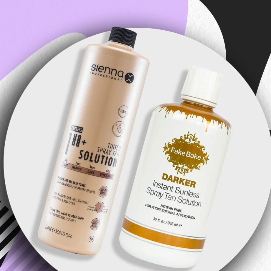 Sienna X and Fake Bake spray tan bottles