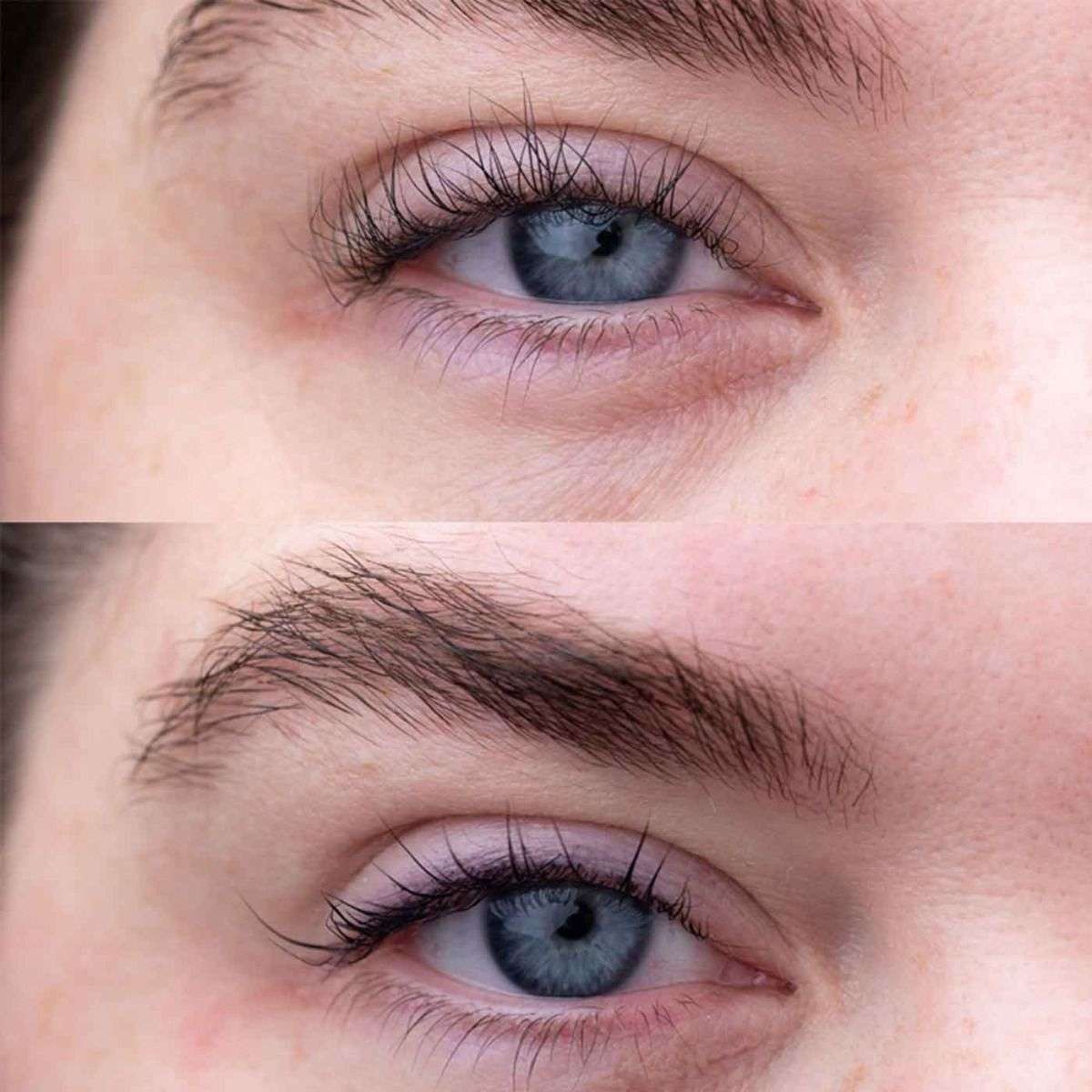 Before and after of lash lift correction treatment